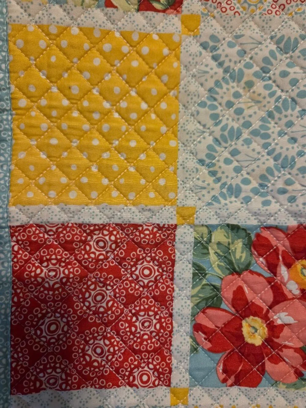 pioneer woman diamond patchwork  placemats vibrant floral geometric pattern